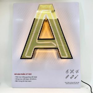 Chữ Inox màu vàng gương cắt laser họa tiết tròn