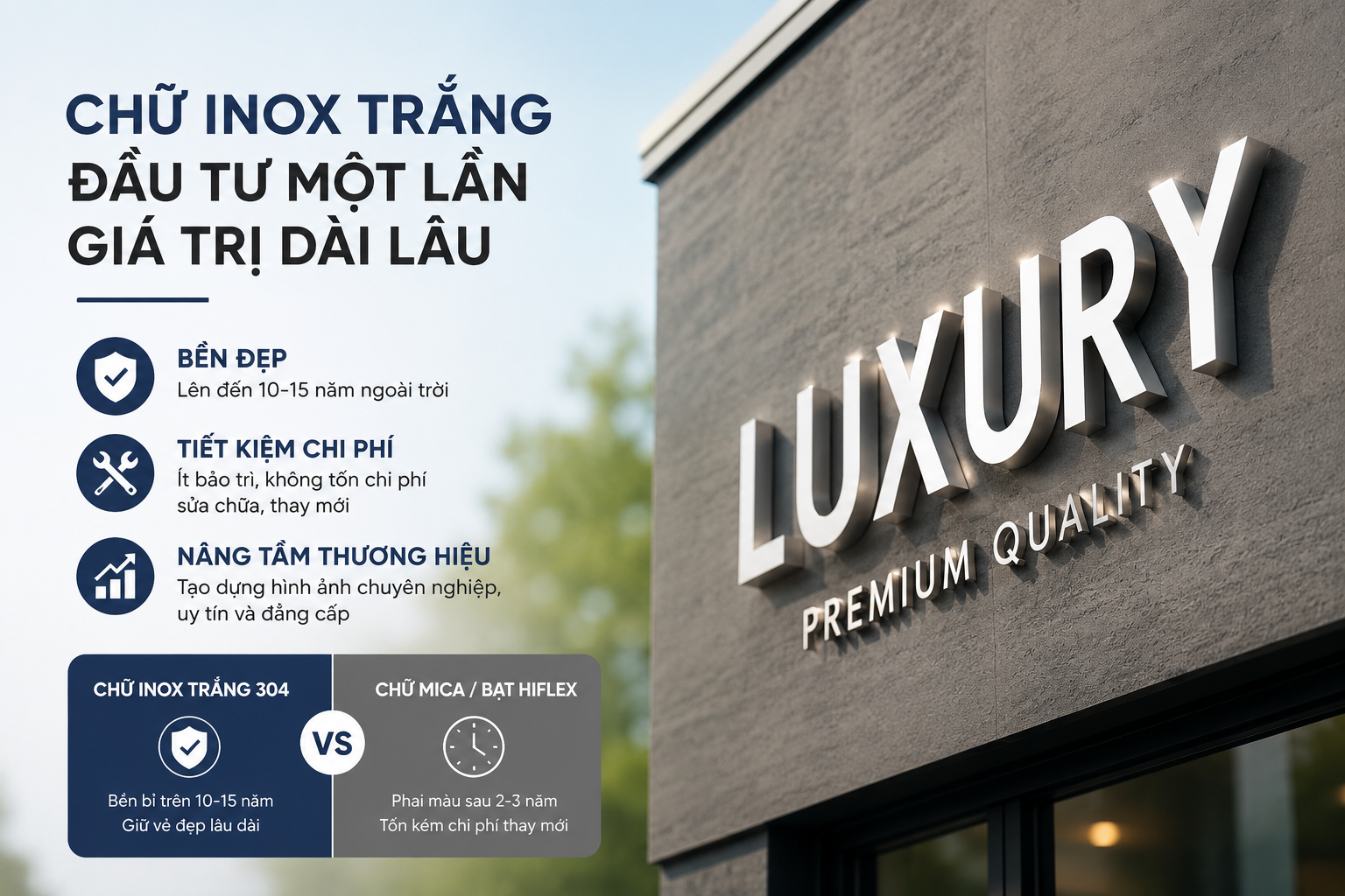 Báo giá chữ inox trắng